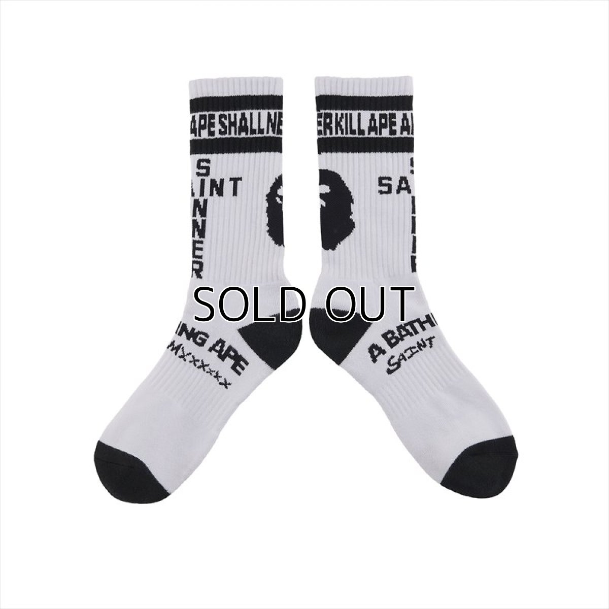 画像1: ©SAINT Mxxxxxx A BATHING APE AP_SOCKS APE White (ソックス) (1)