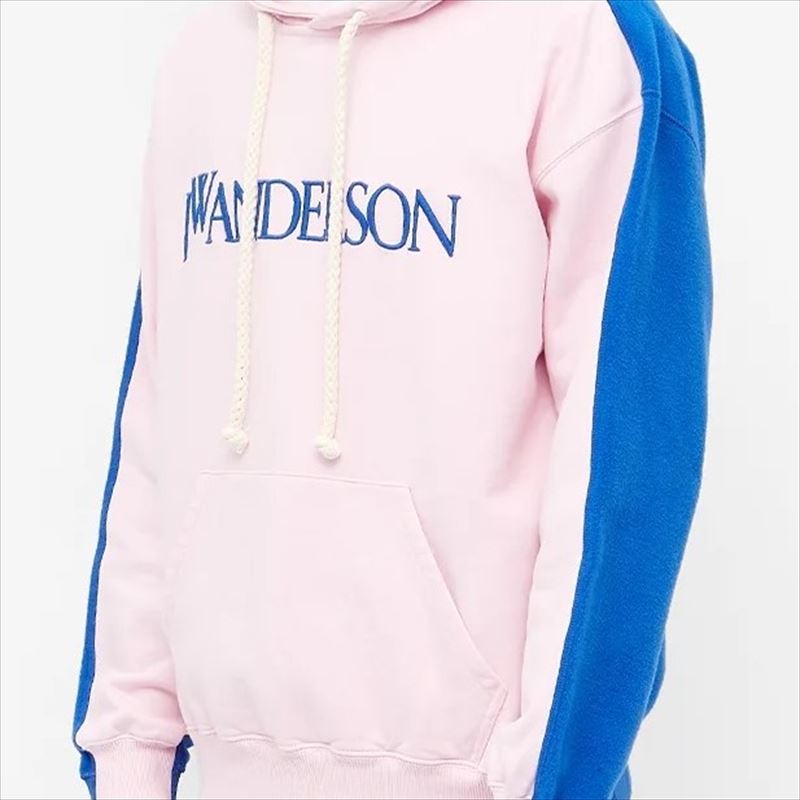 JW ANDERSON Deconstructed Fleece Back Hoodie (Pink/Blue)