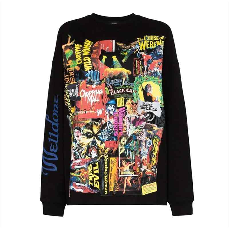 WE11DONE Black Horror Collage L/S T-Shirt