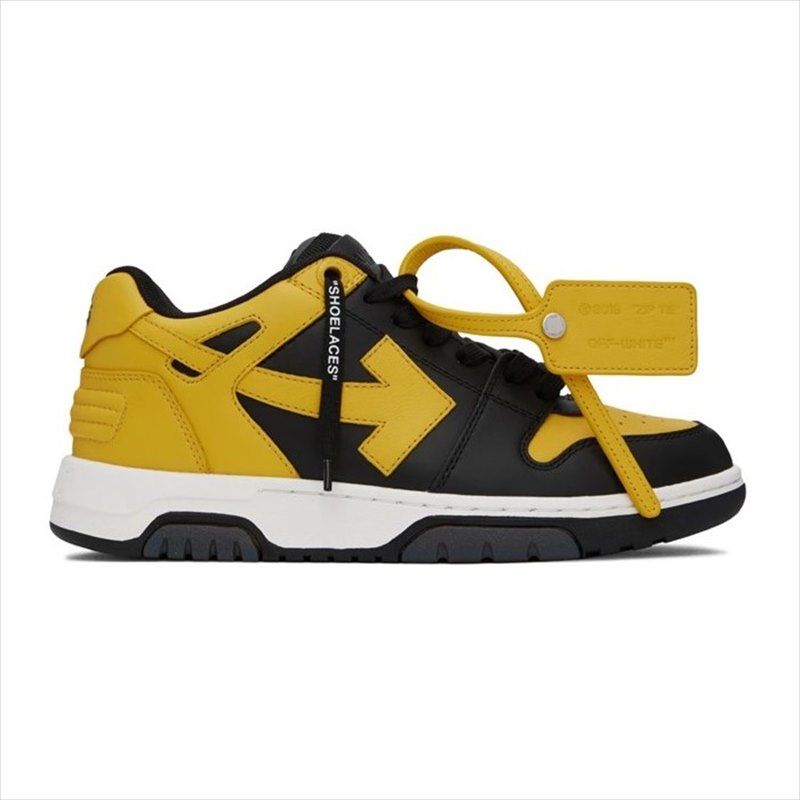 OFF-WHITE Out Of Office Calf Leather Sneaker (Black/Yellow)